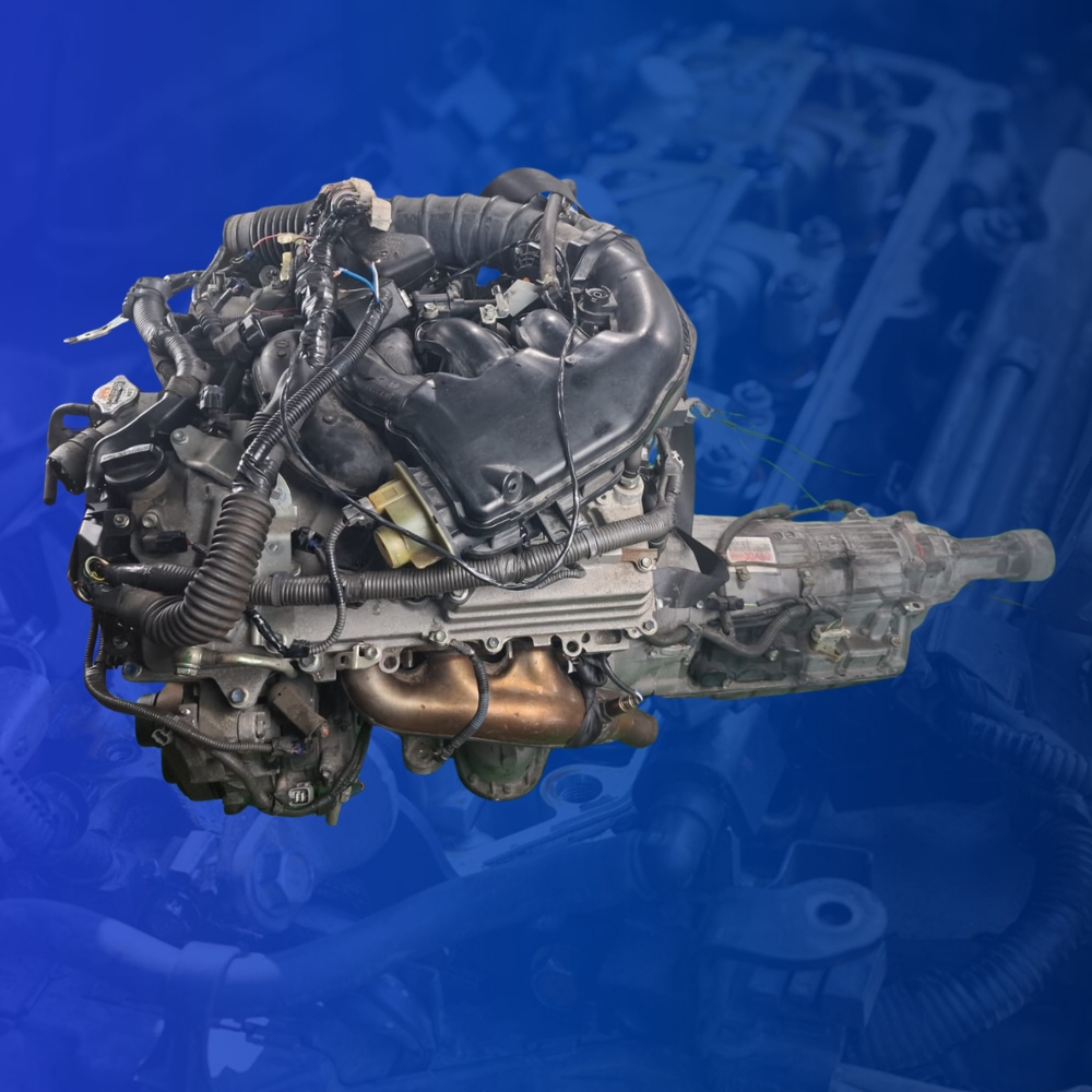 Toyota 3GR‑FE 3.0L V6 engine with automatic gearbox, ECU, and wiring